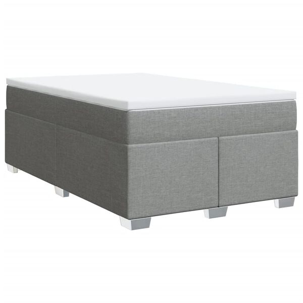 vidaXL Cama box spring con colch&oacute;n tela gris claro 120x200 cm