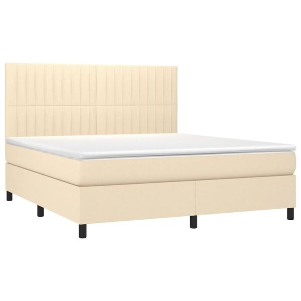 vidaXL Cama box spring con colch&oacute;n tela color crema 180x200 cm