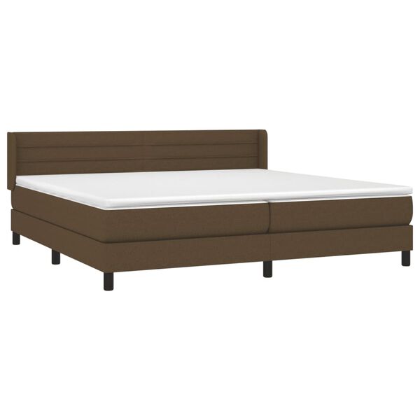 vidaXL Cama box spring con colch&oacute;n tela marr&oacute;n oscuro 200x200 cm