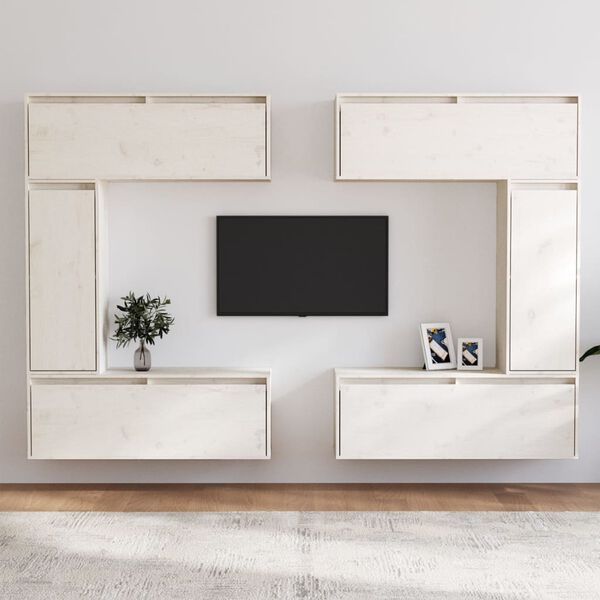 vidaXL Muebles para TV 6 piezas madera maciza de pino blanco