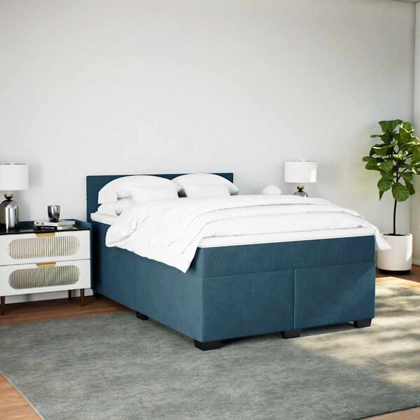vidaXL Cama box spring con colch&oacute;n terciopelo azul 140x190 cm