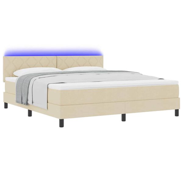 vidaXL Cama tipo Box Spring con colch&oacute;n Crema 180 x 200 cm tela