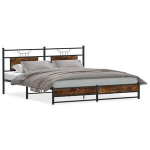 vidaXL Estructura de cama sin colchón metal roble ahumado 183x213 cm