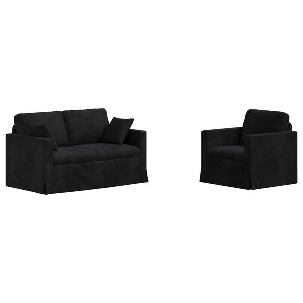 vidaXL Juego de Sof&aacute; 2 pcs Negro 138 x 78 x 80 cm Terciopelo