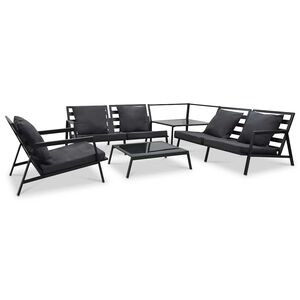 vidaXL Muebles de jard&iacute;n 5 pzas y cojines de aluminio gris oscuro
