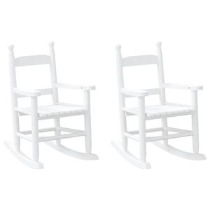 vidaXL Mecedoras para ni&ntilde;os 2 uds madera maciza de &aacute;lamo blancas
