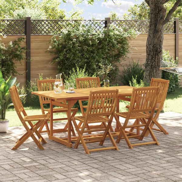 vidaXL Juego comedor de jard&iacute;n 7 pzas madera maciza acacia 180x90x75cm