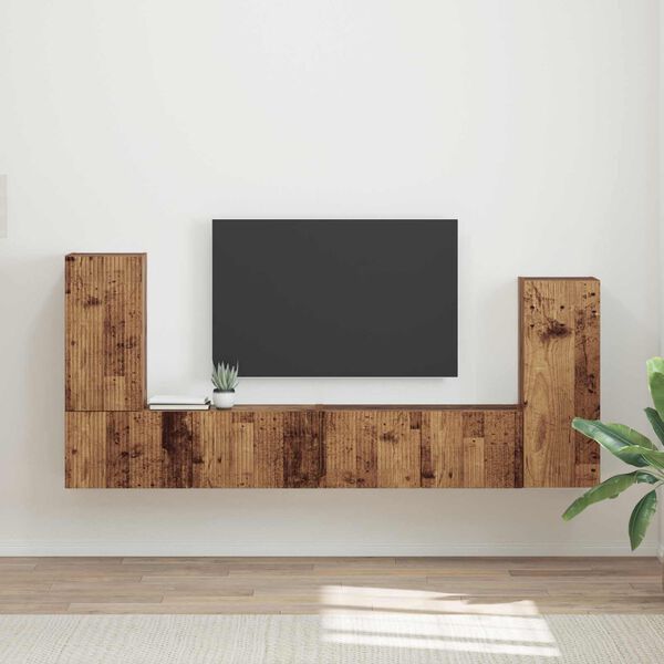 vidaXL Conjunto de mueble de TV 4 pcs Madera envejecida