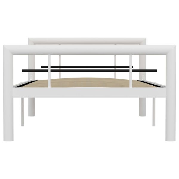 vidaXL Estructura de cama de metal blanco y negro 90x200 cm
