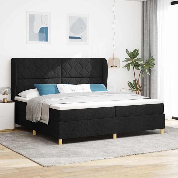 vidaXL Cama con Somier y Colch&oacute;n Gris Oscuro 90x190 cm de Tela Negro