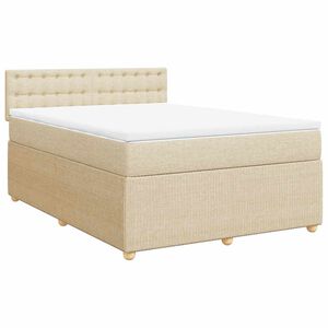 vidaXL Cama box spring con colch&oacute;n tela color crema 140x200 cm