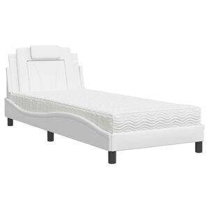 vidaXL Cama Viana con colch&oacute;n cuero sint&eacute;tico blanco 80x200 cm