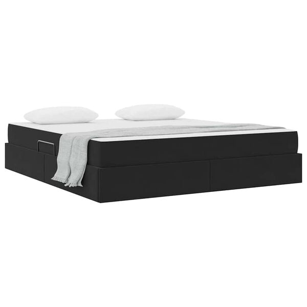 vidaXL Cama con almacenamiento y colchón Negro 180 x 200 cm Terciopelo