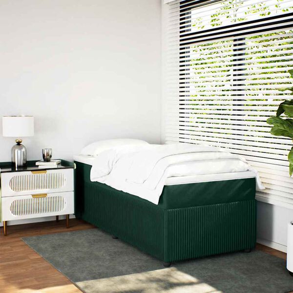 vidaXL Cama box spring con colch&oacute;n terciopelo verde oscuro 80x200 cm