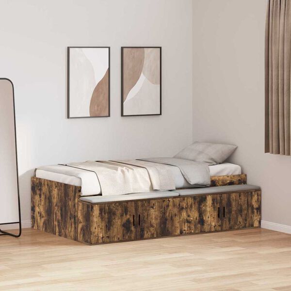 vidaXL Estructura de cama con cajón Roble ahumado 70 x 190 cm