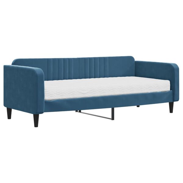 vidaXL Sof&aacute; cama con colch&oacute;n terciopelo azul 90x200 cm