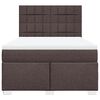 vidaXL Cama box spring con colch&oacute;n tela marr&oacute;n oscuro 140x190 cm