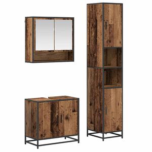 vidaXL Juego de muebles de ba&ntilde;o con estante 3 pcs Madera envejecida