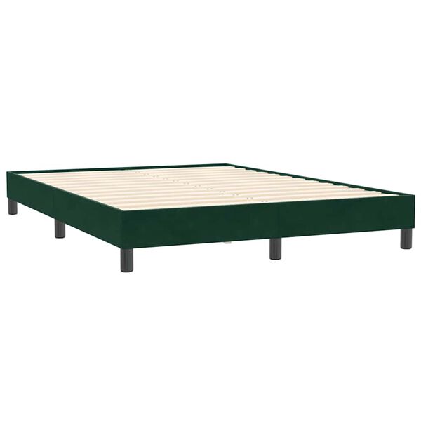 vidaXL Estructura cama sin colch&oacute;n terciopelo verde oscuro 140x190 cm