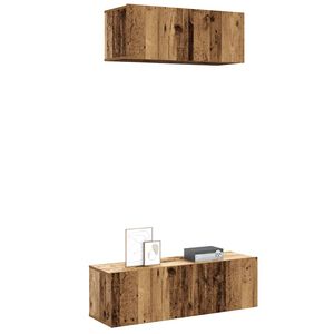vidaXL Conjunto de mueble de TV 2 piezas montado la pared madera vieja