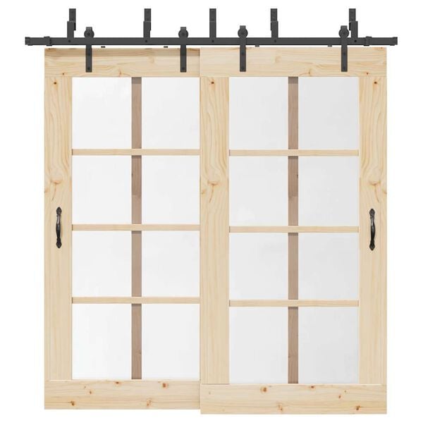 vidaXL Kit de herrajes para puertas correderas acero negro 213,5 cm