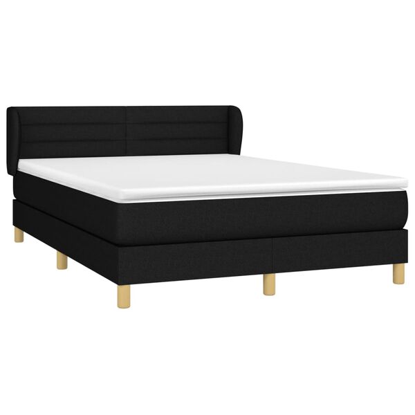 vidaXL Cama box spring con colch&oacute;n tela negro 140x200 cm