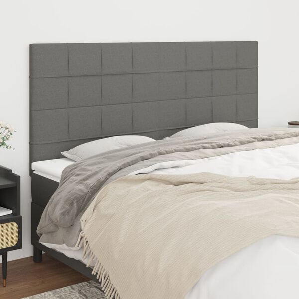 vidaXL Cabecero de cama gris oscuro 180x5x118/128 cm de tela