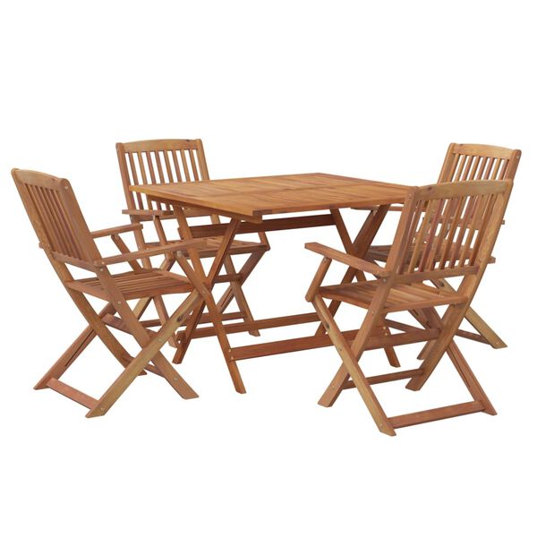 vidaXL Juego de comedor de jard&iacute;n 5 piezas madera maciza de acacia