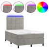 vidaXL Cama box spring colch&oacute;n y LED terciopelo gris claro 120x190 cm