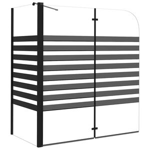 vidaXL Mampara de ba&ntilde;o a rayas vidrio templado 120x68x130 cm