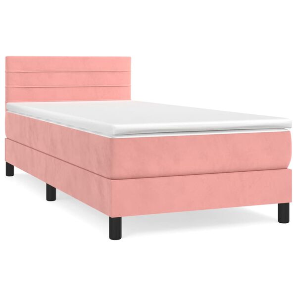 vidaXL Cama box spring con colch&oacute;n terciopelo rosa 90x190 cm