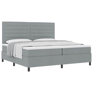 vidaXL Cama tipo Box Spring con colch&oacute;n Gris Claro 200 x 200 cm tela
