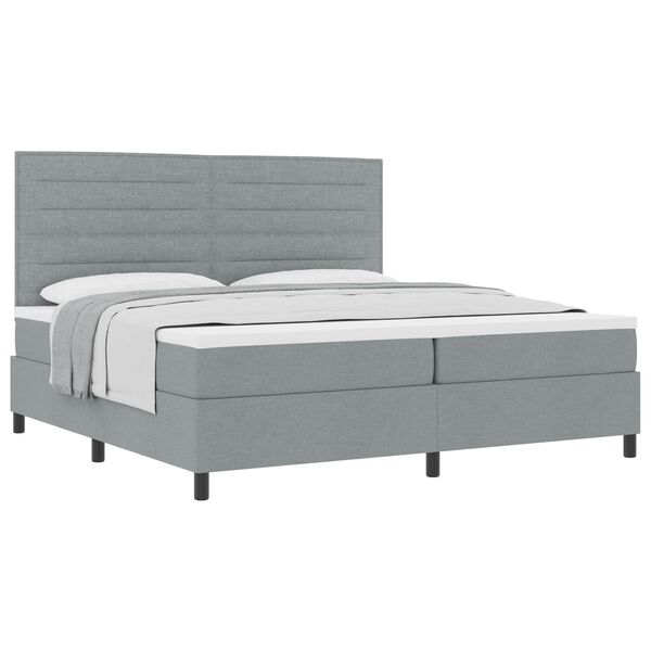 vidaXL Cama tipo Box Spring con colch&oacute;n Gris Claro 200 x 200 cm tela