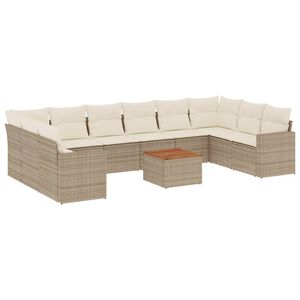 vidaXL Set de sof&aacute;s de jard&iacute;n 11pzas con cojines rat&aacute;n sint&eacute;tico beige