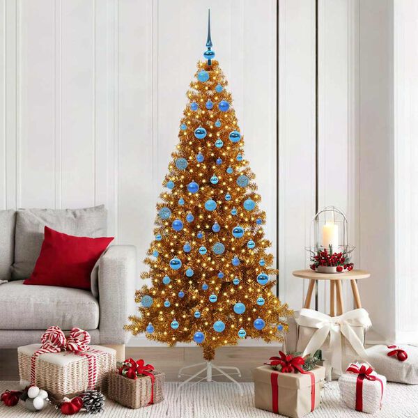 vidaXL &Aacute;rbol de Navidad con 300 LED con soporte Dorado 180 cm PET