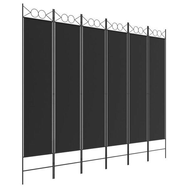 vidaXL Biombo divisor de 6 paneles de tela negro 240x200 cm