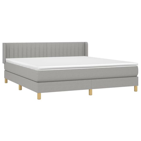 vidaXL Cama box spring con colch&oacute;n tela gris claro 180x200 cm
