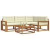 vidaXL Conjunto de sof&aacute;s de exterior con coj&iacute;n 5 pcs Natural y Crema