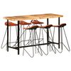 vidaXL Muebles de bar 7 piezas madera maciza acacia cuero aut&eacute;ntico