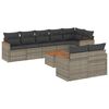 vidaXL Set de muebles de jard&iacute;n 9 pzas y cojines rat&aacute;n sint&eacute;tico gris