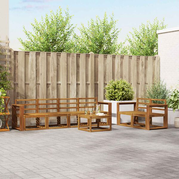 vidaXL Conjunto de sof&aacute;s de exterior 7 pcs Natural