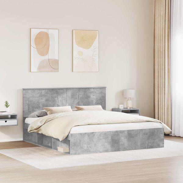 vidaXL Estructura de cama Concreto 200 x 200 cm Madera de pino macizo