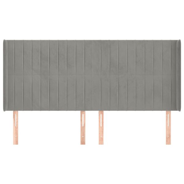 vidaXL Cabecero con orejas de terciopelo gris claro 163x16x118/128 cm
