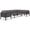 vidaXL Muebles de jard&iacute;n 8 pzas y cojines rat&aacute;n sint&eacute;tico antracita