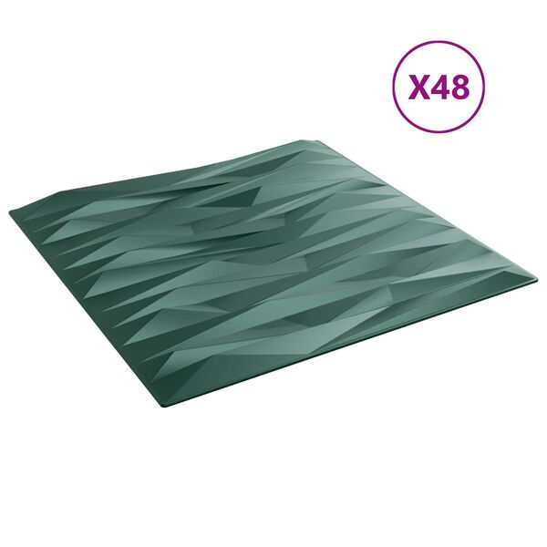 vidaXL Paneles de pared 48 pcs Verde Piedra 50 x 50 cm Espuma XPS