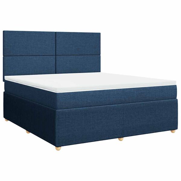 vidaXL Cama box spring con colch&oacute;n tela azul 180x200 cm