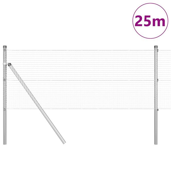 vidaXL Poste de Valla Plateado 25 x 0,4 m (malla de 19 x 19 mm) Acero