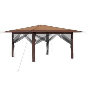 vidaXL Gazebo con 4 paredes laterales 4 x 4 m Beige y Marr&oacute;n