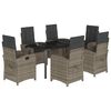 vidaXL Set comedor jard&iacute;n 7 pzas y cojines rat&aacute;n sint&eacute;tico gris
