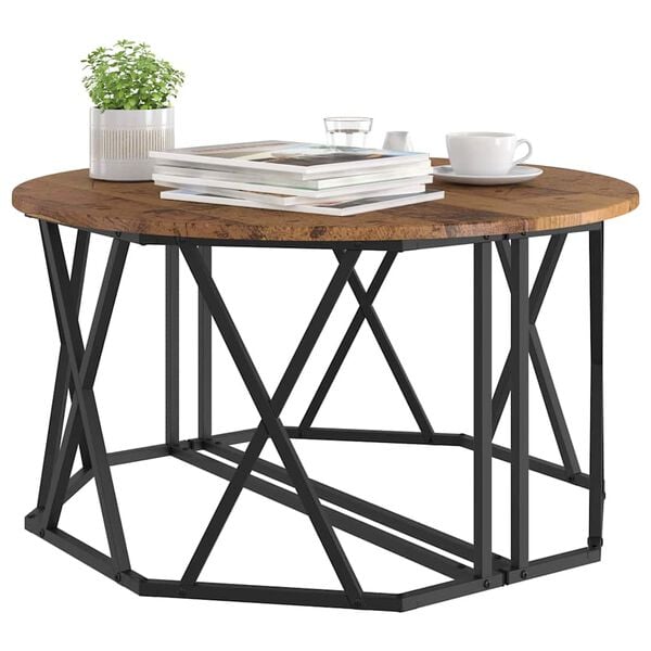 vidaXL Mesa de Café Madera envejecida 80 x 80 x 42 cm